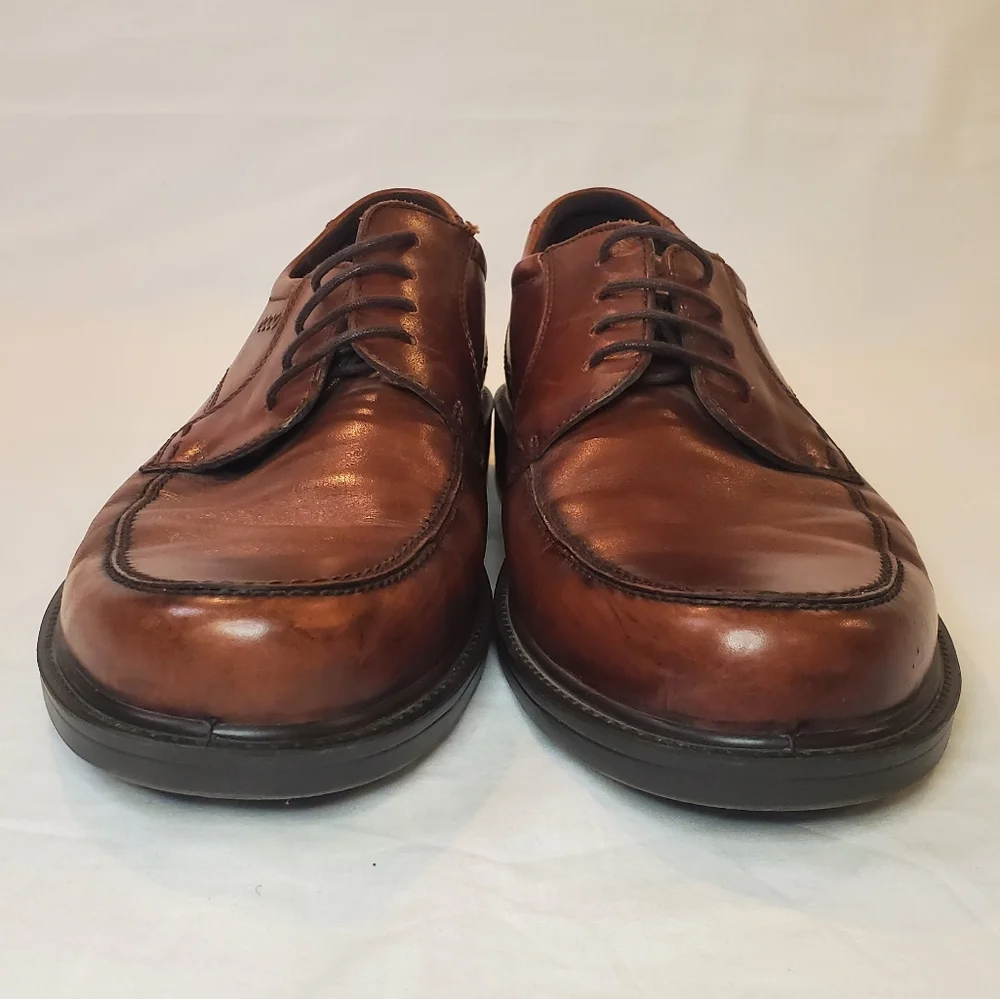 Ecco Men's Brown Leather Lace-Up‎ Dress Shoes Size 47 Comfort Cushion Sole